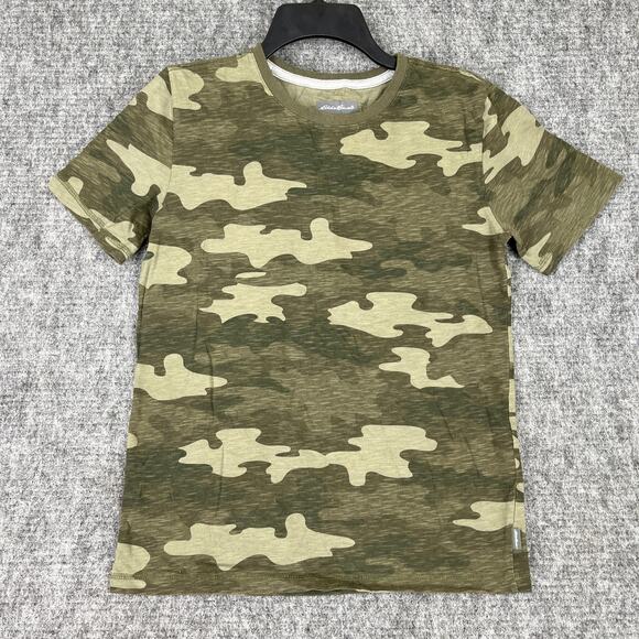 Eddie Bauer Shirt‎ Boys XL Green Camo Military Hike Trail Camp Scouts Tee - Picture 1 of 7